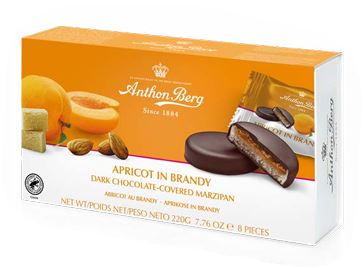 Apricot in Brandy Dark Chocolate Covered Marzipan - 8 Pieces 175g