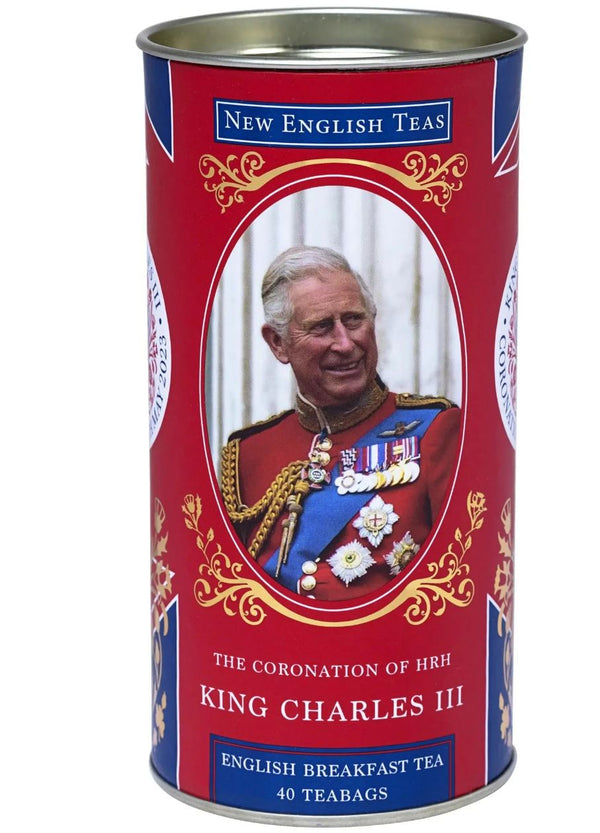 King Charles III Commemorative Drum with 40 English Breakfast Tea Bags