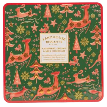 Embossed Festive Motifs Tin with Assorted Biscuits - 250g