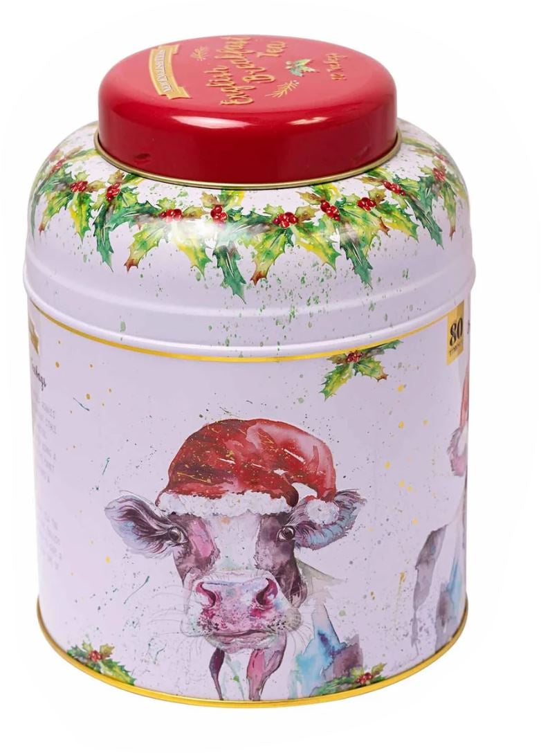 Festive Cow Tea Caddy with 80 English Afternoon Tea Bags