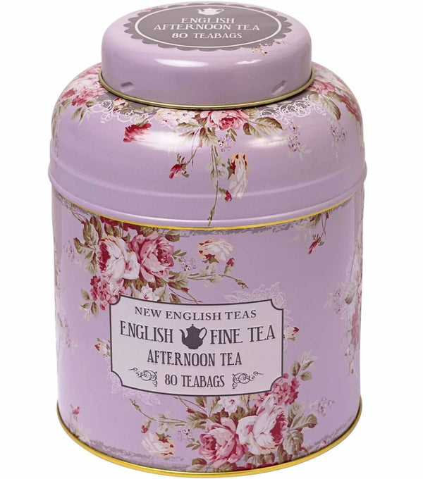 Vintage Style Tea Caddy in Lavender with 80 English Breakfast Tea Bags- 160g