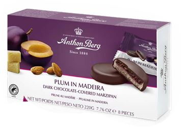 Plum in Madeira Chocolate Covered Marzipan - 8 Pieces