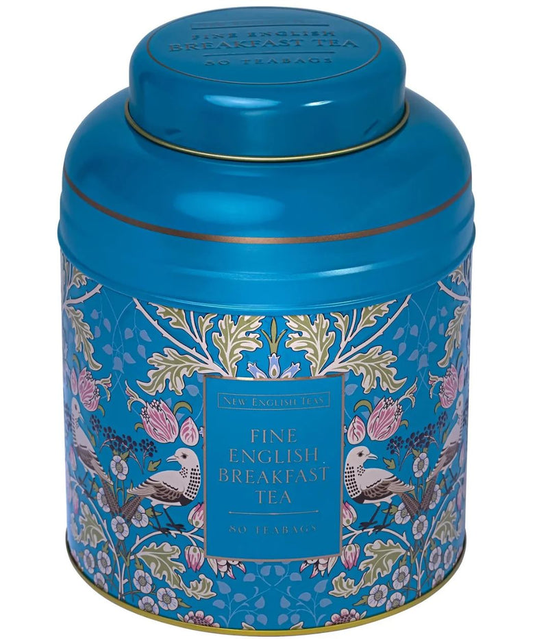 Song Thrush Tea Caddy in Teal with 80 English Breakfast Tea Bags