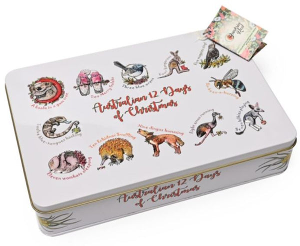 Aussie 12 Days of Christmas Tin with Shortbread - 300g