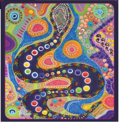 Indigenous Art - Serpent Tin by Polly Wilson - with Almond Nougat Pieces - 150g