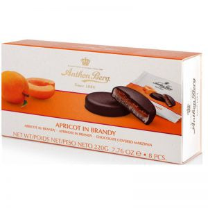 Apricot in Brandy Chocolate Covered Marzipan - 8 Pieces