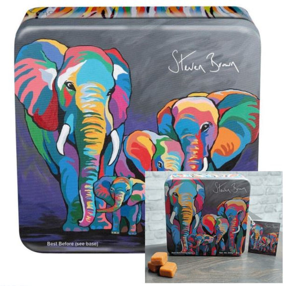 Steven Brown Art - Allan & Jackie Elephant Tin with Clotted Cream Fudge - 200g