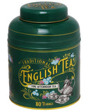 Vintage Victorian Forest Green Tin with 80 English Afternoon Tea Bags - 160g