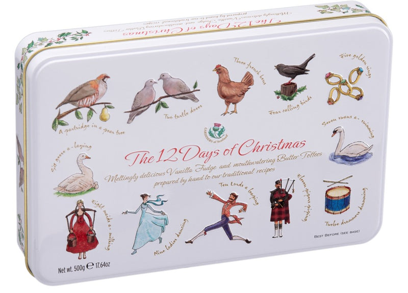 12 Days of Christmas Tin with Fudge & Toffee - 500g