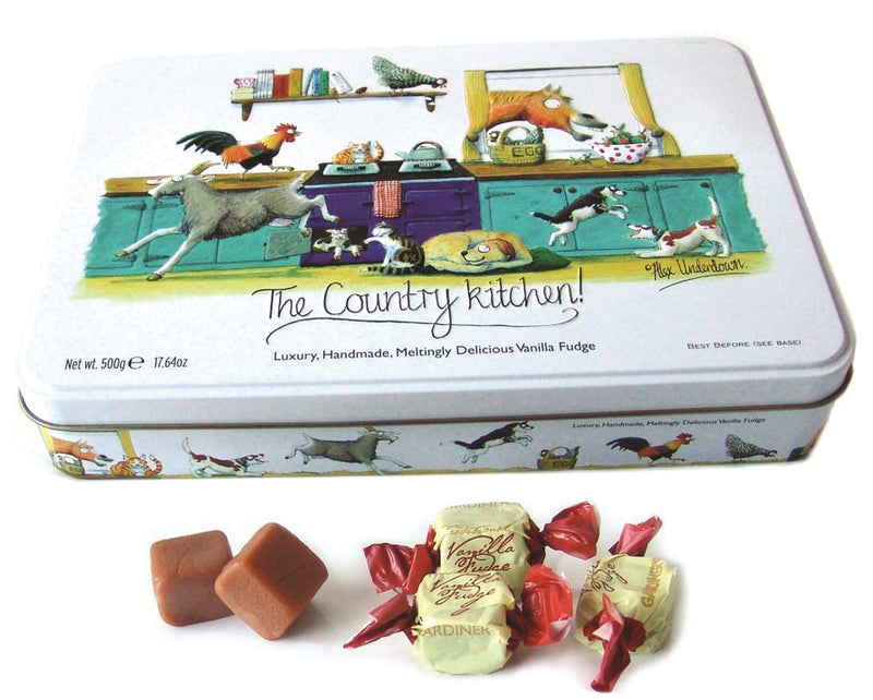 Country kitchen tin and fudge