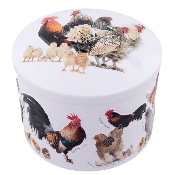 Gardiners roosters and hens tin