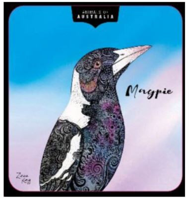 Animals of Australia - Magpie Embossed Tin with Lemon Myrtle Butter Finger Biscuits - 150g