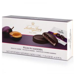 Plum in Madeira Chocolate Covered Marzipan - 8 Pieces